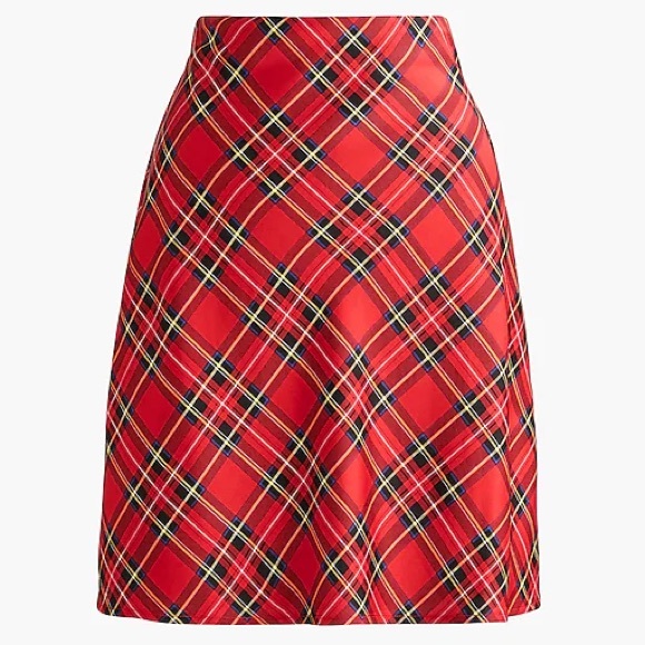 NWT J. Crew Factory Mini Bias Slip Skirt Red Plaid Size 3X NEW - Picture 2 of 10